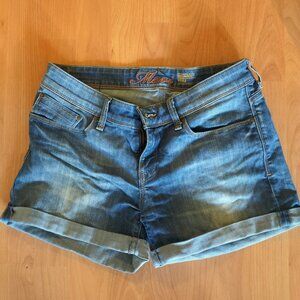 cuffed denim shorts distressed
